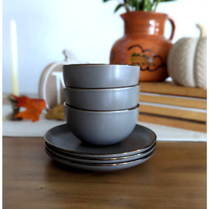 Hadlee Grey Stoneware by PFALTZGRAFF Bowl and Plate Set of Three